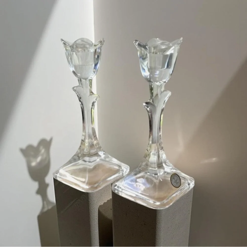 Elegant Crystal Tulip Candle Holders